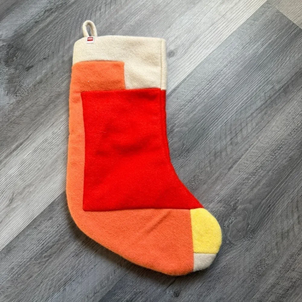 LEGO Christmas Stocking Home Decor Color Block Unisex Orange Red